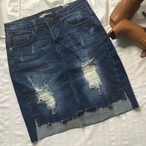 Denim Skirt (Bought with Custom Rips)